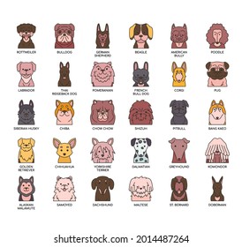 Set of dog thin line and pixel perfect icons for any web and app project. 