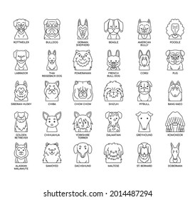 Set of dog thin line and pixel perfect icons for any web and app project. 