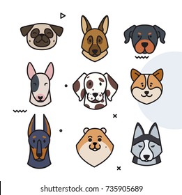 Set of dog trend labels. 2018 year of the dog. Vector illustration.