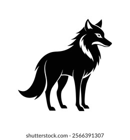 Set of Dog and Wolf Silhouette Animal Shapes