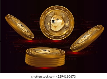 Set of Dogecoin crypto currency logo svg