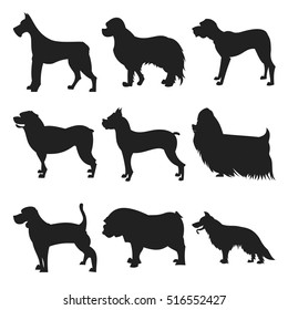 Set of dogs black silhouette