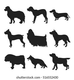 Set of dogs black silhouette