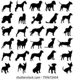 Set of dogs, black silhouettes of dogs