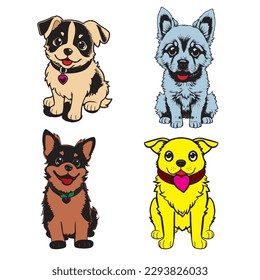 set of dogs cartoon vector illustration