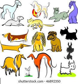 Set of  dogs and cats