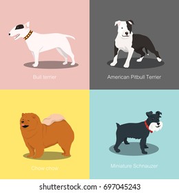 Set of dogs different breed vector illustration