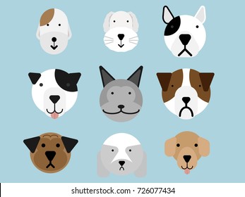 set of dogs flat style vector illustration