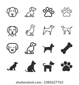 set of dogs icons on white