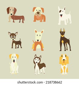 Set of Dogs icons vector