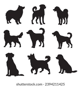 set of dogs on the white background. dog silhouettes. Vector EPS 10.