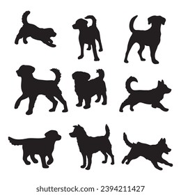 set of dogs on the white background. dog silhouettes. Vector EPS 10.