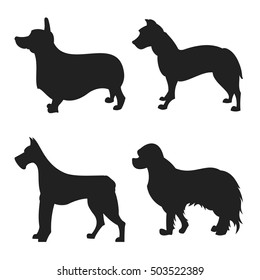 Set of dogs silhouette
