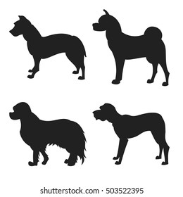 Set of dogs silhouette