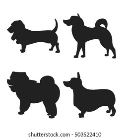 Set of dogs silhouette