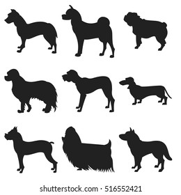Set of dogs silhouette