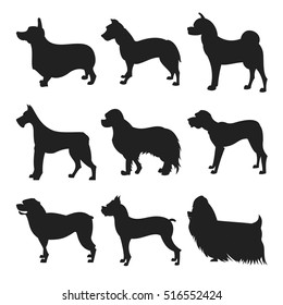 Set of dogs silhouette