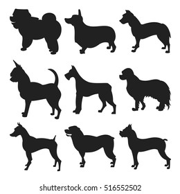 Set of dogs silhouette