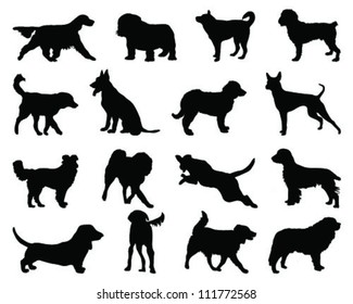 Set of dogs silhouette 2-vector