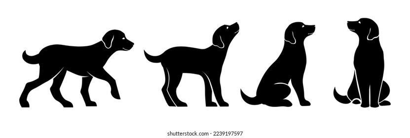 Set of dogs. Silhouette of a puppy. Vector illusttration.