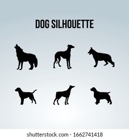 Set of dogs silhouette vector