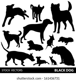 Set of dogs silhouette. Vector EPS 10 illustration.
