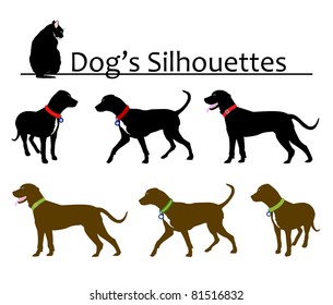 Set of Dog's Silhouettes Vector