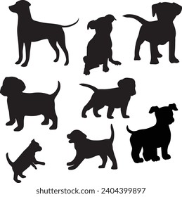 set of dogs silhouettes-silhouettes of dogs-dog silhouettes set-dog silhouettes vector-dog silhouettes collection