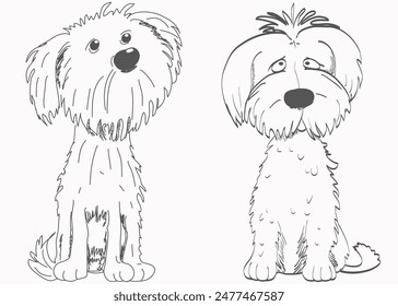 Set of dogs in sketch style