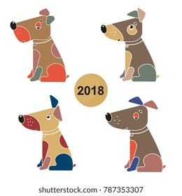 A set of dogs. Symbol of the Chinese New Year 2018.