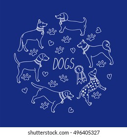 Set dogs vector - dachshund, laika, dalmatian, retriever, beagle, german shepherd