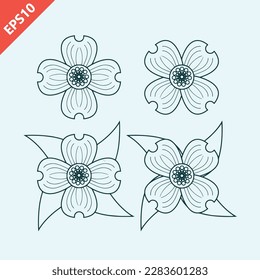 conjunto del logotipo de la flor del dogwood diseño del icono vector ilustración moderna