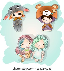 A set of doll toys