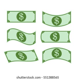 set of dollar bills (icon). vector illustration