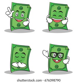 Set of Dollar characters cartoon style collection