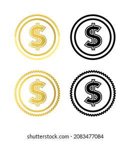 Satz von Dollar-Münzsymbolen	
