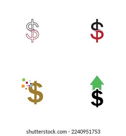 conjunto de plantillas de diseño de ilustraciones de iconos vectoriales de dinero en dólares - vector