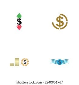 set of dollar money vector icon illustration design template - vector