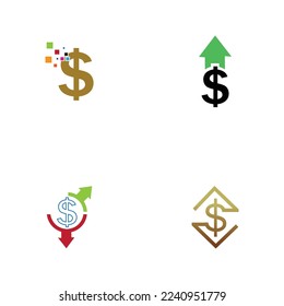 conjunto de plantillas de diseño de ilustraciones de iconos vectoriales de dinero en dólares - vector