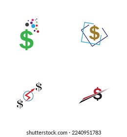 conjunto de plantillas de diseño de ilustraciones de iconos vectoriales de dinero en dólares - vector