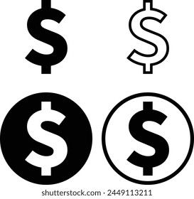 Conjunto de iconos de signo de dólar