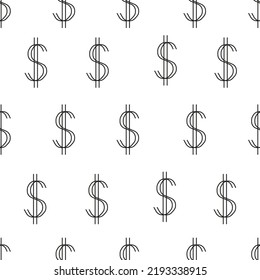 A set of dollar signs on a white background. Seamless pattern with monetary symbols of the American currency. Vector illustration with dollar signs.