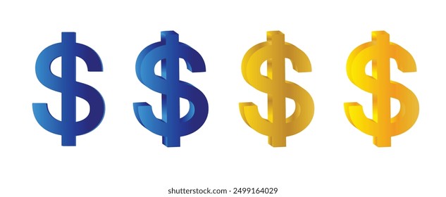 set of dollar symbol on white isolated vector