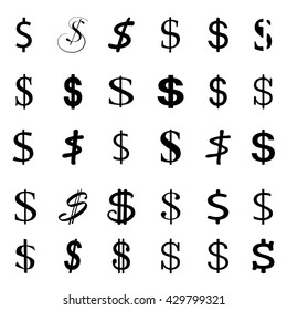 Set Dollar Symbol Vector Illustration Stock Vector (Royalty Free ...