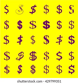 Set of dollar symbol vector illustration