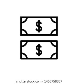 Set of dollars cartoon icons, concept of money, symbol of profit. Vector illustration, simple drawing editable stroke, isolated.