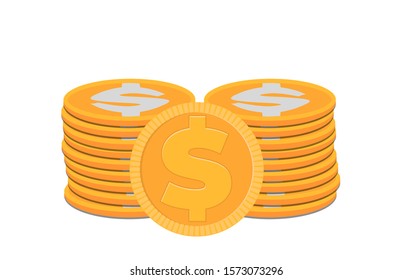 set dollars coin icon, vector