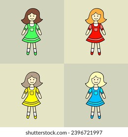 Un conjunto de muñecas de diferentes colores. juguete infantil.