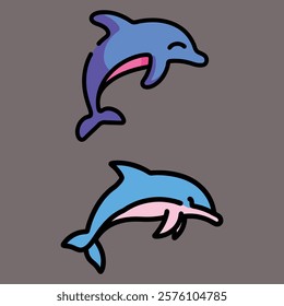 A set of dolphin icon vector illustration