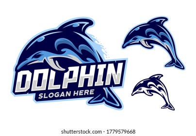 Set Of Dolphin Logo Mascot Vector Illustration